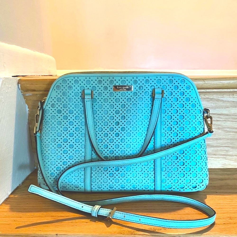 Kate Spade Dome Bag for Spring , Newberry Lane Caning Texture, in “grace blue”. - Picture 4 of 13